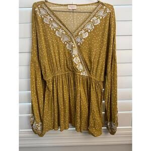 Hailey & Co. embroidered floral peplum blouse size Large